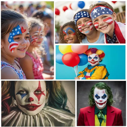 Vista 4 de Kit de pintura corporal a base de agua para Halloween, 1.01 onzas/pieza, pintura corporal a base de agua con esponja para disfraz de payaso