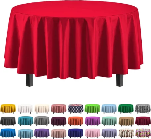 Vista 56 de Party Solids Paquete de 4 manteles de plástico color azul aguamarina, 54 x 108 pulgadas, mantel desechable para fiestas y pícnics