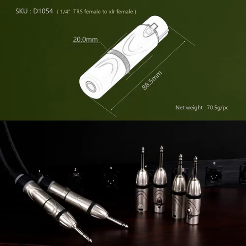 Vista 4 de Adaptador de audio de micrófono XLR a 1/4 de 0.250 in, divisor TRS a XLR hembra, conector estéreo de 0.250 in a convertidor de guitarra de 3 pines