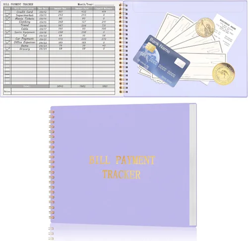 Vista 8 de HAUTOCO Cuaderno Rastreador de Facturas Organizador Mensual de Pagos de Facturas para Presupuesto Personal y Finanzas del Hogar con 2 Bolsillos