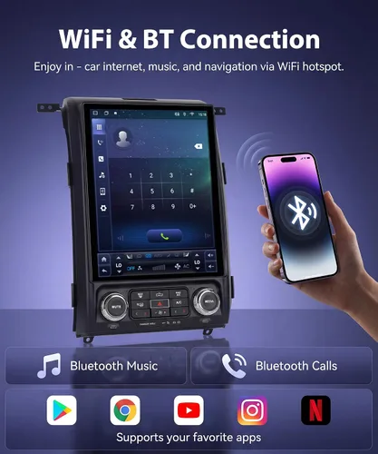 Vista 7 de Radio de coche 8 Core 4G+64G F150 2013-2014, pantalla IPS de 12.1 pulgadas, estéreo Tesla Style F150 con Android 15 Pronóstico meteorológico