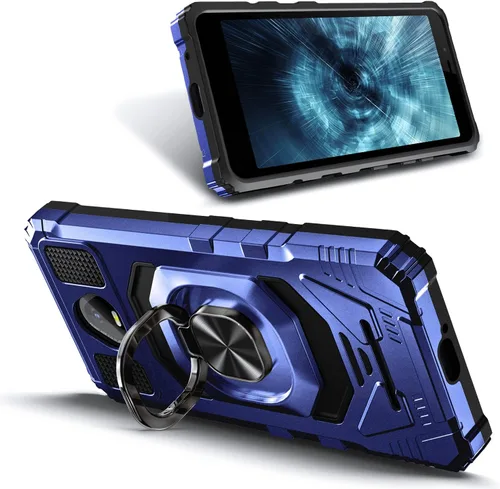 Vista 2 de Funda diseñada para Schok Volt SV55 con protector de pantalla [vidrio templado], funda protectora a prueba de golpes [grado militar] con soporte