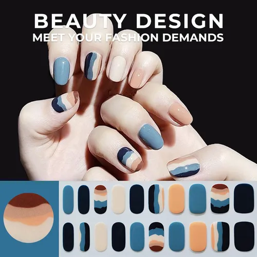 Vista 2 de 40 tiras de uñas, sin rayos UV, calcomanías de uñas de gel de larga duración, tiras de esmalte de uñas autoadhesivas para bricolaje, envoltura