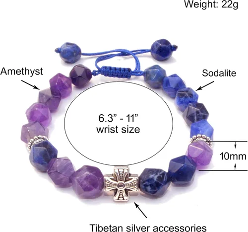 Vista 27 de Pulseras de la amistad, pulsera de obsidiana negra arcoíris para mujeres y hombres, 0.394 pulgadas (0.394 in), ojo de tigre, hematita y cristal