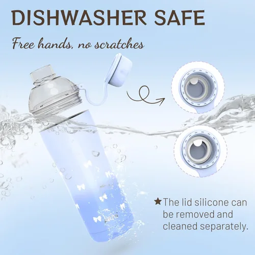 Vista 9 de Bow - Botella de agua aislada para mujeres, botellas de agua de acero inoxidable de 18 oz, de doble pared, 2 tapas (para beber y vaso) - Hidrata