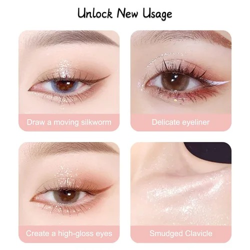 Vista 6 de Erinde Maquillaje delineador de ojos con purpurina líquida, delineador de ojos metálico brillante, resistente al agua, brillo debajo de la sombra
