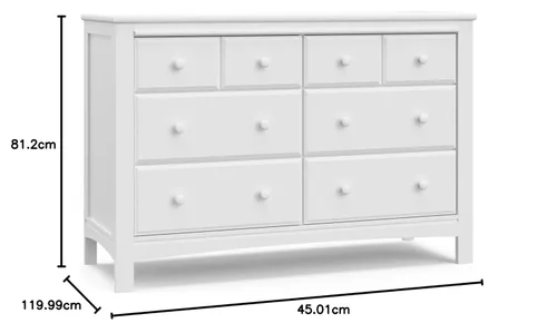Vista 16 de Graco Benton - Cómoda doble con 6 cajones, color blanco