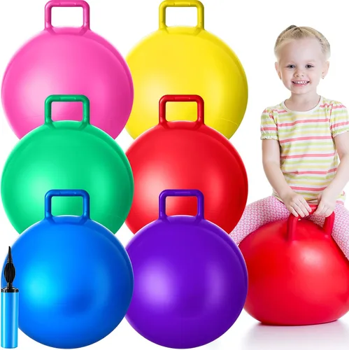 Vista 7 de Lewtemi 6 Pcs Hopper Ball with Handle, 32 Inch, Blue Color Color azul