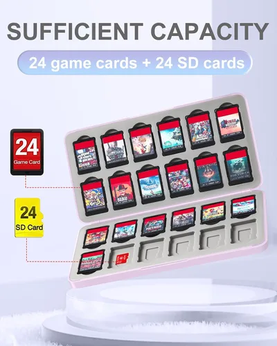 Vista 2 de for Nintendo Switch Game Case with 24 Game Holder Slots and 24 SD Micro Card Slots for Nintendo SwitchLiteOLED,Cute Cartoon Games Cartridge Cases