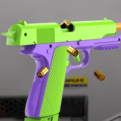 Vista 2 de Dreamplay Shell Ejecting Toy Gun, Automatic Pull Back Action Education Model Toy for Kids Gifts Usp-1911verde