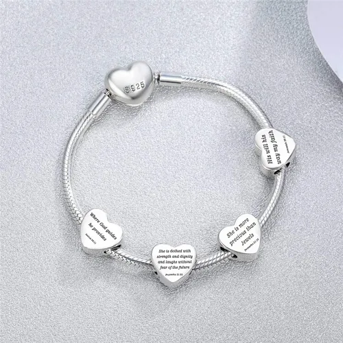 Vista 7 de MUERDOU Dije de corazón, pulsera cristiana con versículo bíblico para oración, fe, religiosa, regalos para mujeres