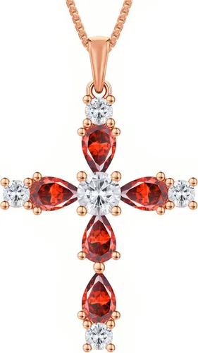 Vista 98 de YL Collar de cruz de plata de ley 925 con colgante de piedra natal religiosa para mujer