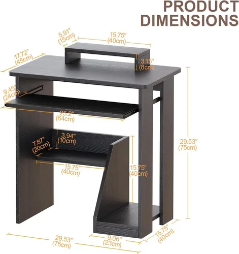 Vista 16 de Escritorio pequeño para computadora para oficina en casa, mesa de juegos compacta para computadora de escritorio y portátil, con cajón