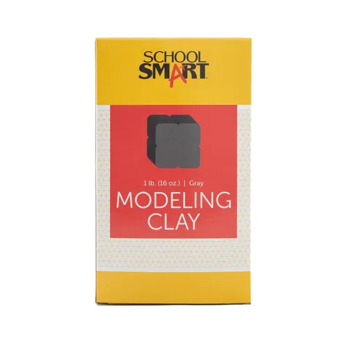 Vista 2 de School Smart Arcilla de modelado para uso escolar y doméstico, diseño permanentemente suave, 1 libra, color gris