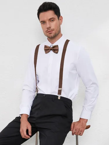 Vista 92 de habibee Color sólido para hombre en forma de Y con clips fuertes tirantes ajustables