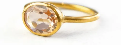 Vista 155 de Oval Birthstone Ring Bezel Set in Vermeil Gold, Sterling Silver, or Rose Gold, Stacking Birthstone Ring [rOMB]