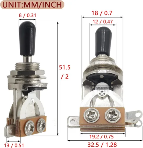Vista 2 de Interruptor selector de palanca de 3 vías para guitarra eléctrica, interruptor de pastilla de 2 piezas, accesorios de guitarra metal body