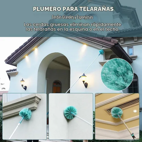 Vista 3 de Kit de plumero de gran alcance de 20 pies TelesPro con poste de extensión de 5-12 pies, kit de limpieza para techos altos y limpieza de ventanas