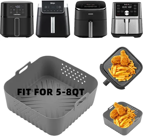 Vista 10 de LYHOLKEER Forros de silicona para freidora de aire Chefman de 6 cuartos de galón, Instant Pot Vortex Plus 6QT XL, 1 cesta cuadrada de silicona