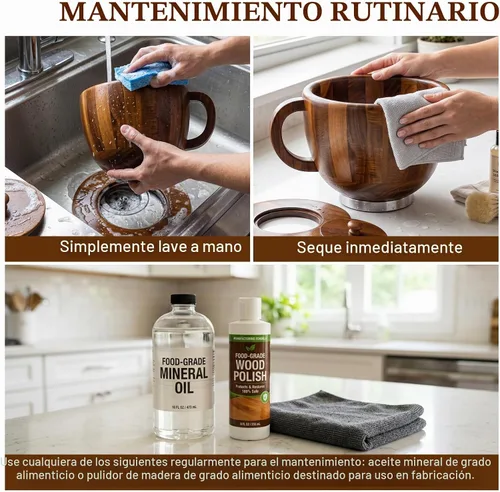 Vista 5 de Tazón de madera compatible con mezclador KitchenAid de 4.5 a 5 cuartos