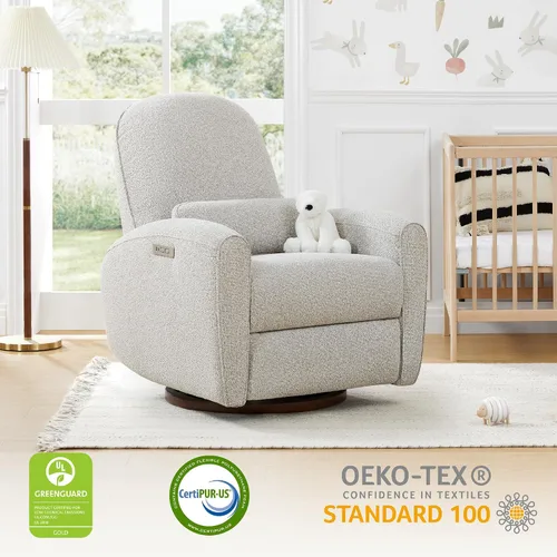 Vista 3 de CHITA Power Nursery - Silla reclinable giratoria con almohada, color gris