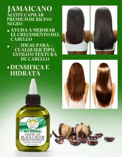 Vista 6 de Aceite natural para cabello Ethereal Nature 99% con mezcla de ricino negro jamaicano, 75 ml, transparente