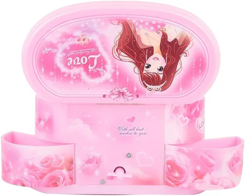 Vista 8 de Omabeta Joyero de bailarina rosa joyero con temática de ballet pequeño organizador de almacenamiento de joyas musicales con música caja