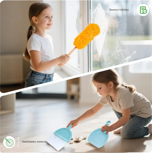 Vista 6 de WOODMAM Juego de Limpieza de Madera para Niños con Trapeador Rociador, Juguetes de Limpieza Montessori con Rociador de Agua Real y Juego