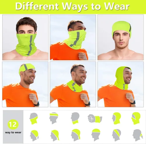 Vista 4 de SATINIOR 8 piezas de polaina reflectante para el cuello para hombre, pasamontañas de ciclismo, máscara facial, bandana para el sol para hombre