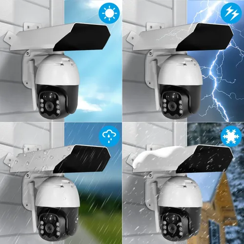 Vista 6 de OOSSXX Cubierta universal de seguridad solar para cámara de vigilancia - techo protector para cámaras exteriores domo/bala