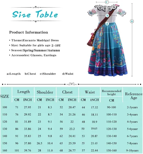 Vista 6 de LZH Encanto Mirabel Costume Dress For Girls Cosplay Isabela Madrigal Princess Halloween Dress Up