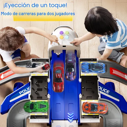 Vista 6 de Juguete de Avión Pista de Carreras para Niños, Plegable de 4 Capas Juego de Pista de Coche para Niños Pequeños, Avión de Juguete Transportador