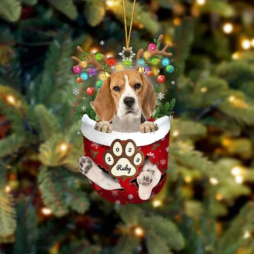 Vista 93 de Adornos personalizados de Pug cervatillo – Decoración personalizada para árbol de Navidad con patas de bolsillo de nieve