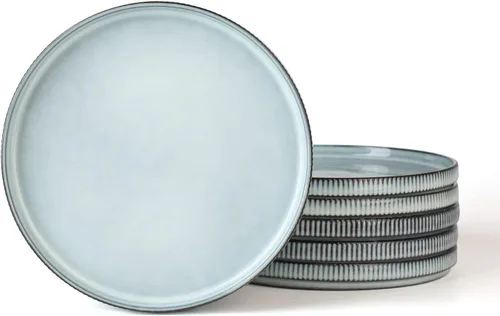 Vista 27 de famiware Star Platos de Ensalada para 6, Juego de Platos de 8 Pulgadas, Vajilla de Gres, Platos Pequeños para Postre, Ensalada, Aperitivo, Blanco