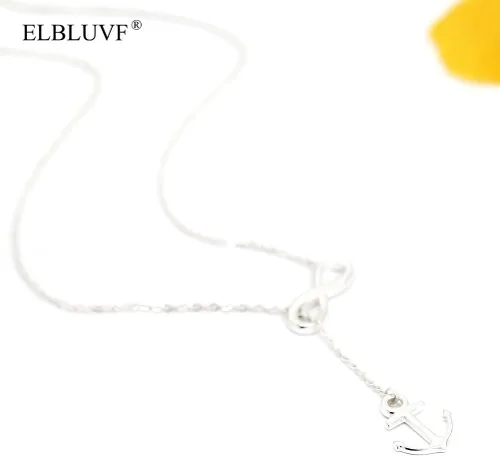 Vista 7 de Collar de acero inoxidable con ancla infinita en forma de Y, estilo lariat, 18.0in para mujer, 3