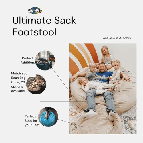 Vista 4 de ULTIMATE SACK Puf otomano de 2 pies Gamuza camello Relleno de espuma - Funda extraíble lavable