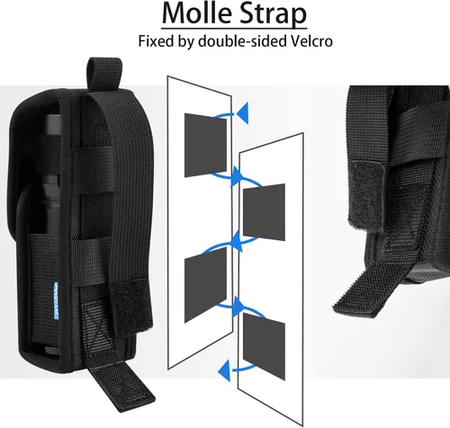Vista 4 de Xxerciz Funda táctica para linterna, cinturón de servicio táctico Molle con mosquetón, bolsa de transporte de nailon 1680D para camping, caza