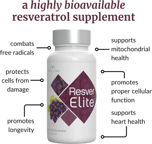 Vista 5 de Mara Labs ResverElite Resveratrol biodisponible Vegano, sin rellenos y sin OMG 30 cápsulas veganas