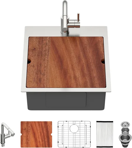 Vista 38 de Fregadero de cocina para exteriores 15 x 15 pulgadas, fregadero de bar de 15 x 15 pulgadas, fregaderos de cocina de acero inoxidable de calibre 16
