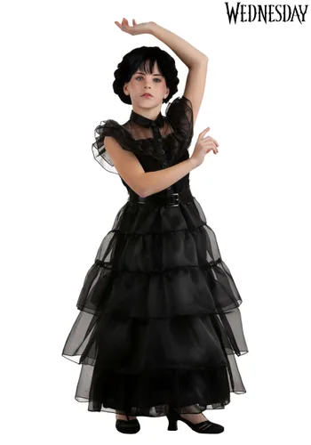 Vista 2 de Vestido de Disfraz Deluxe Rave'N Dance de Wednesday Addams para Niña Multicolor