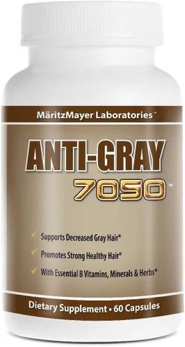 Vista 2 de Anti cabello gris 7050 restaura el color natural del cabello 60 cápsulas por botella paquete de 4