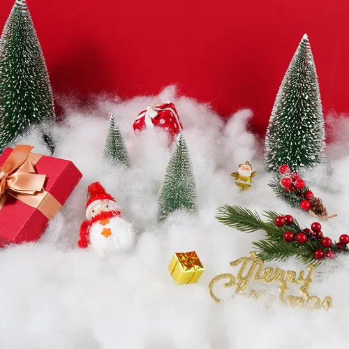 Vista 5 de Paquete de 4 Decoración de Nieve Falsa de Navidad 400g/14.1oz Fibra de Nieve Artificial Esponjosa Nieve Falsa de Invierno Relleno de Nieve Cobertura