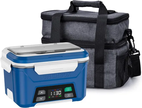 Vista 11 de EAST OAK Fiambrera eléctrica inalámbrica para adultos, lonchera calentada a pilas con calefacción automática, calentador de alimentos portátil