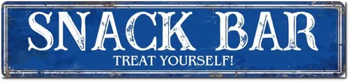 Vista 25 de Madcolitote Letrero de calle personalizado SNACK BAR con texto en inglés «Snack Bar» de madera para decorar la pared de la sala de estar, arte