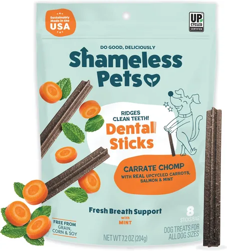 Vista 10 de Shameless Pets Golosinas Dentales para Perros, A Cluck A Day - con Apoyo Digestivo para Limpieza de Dientes y Aliento Fresco - Huesos Masticables