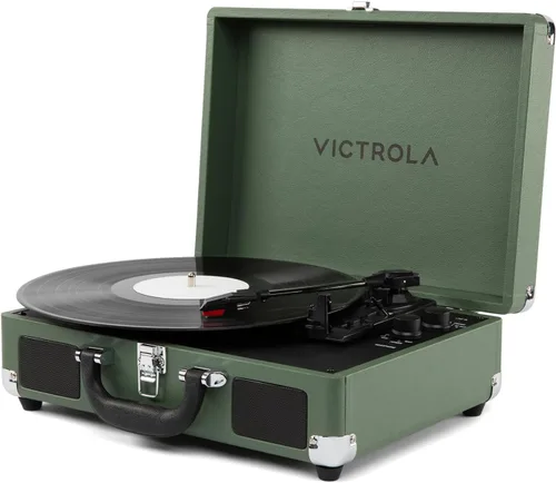 Vista 9 de Victrola Journey II (Modelo 2025) – Reproductor de Discos de Maleta Bluetooth – Altavoces Estéreo Integrados con Bajo Mejorado, Tocadiscos de 3