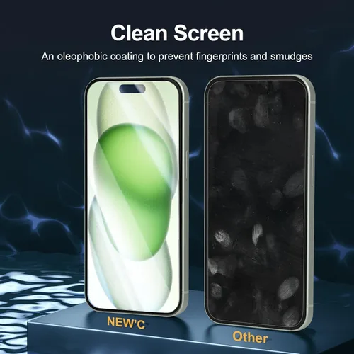 Vista 10 de NEW'C Paquete de 3 protectores de pantalla de privacidad para iPhone Air/iPhone 17 Air (6.5 pulgadas), película de vidrio templado antiespía