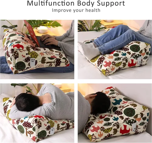 Vista 6 de Cojín de cuña triangular grande con respaldo extraíble para cabecero de lectura, cabecero extra grande, almohada para sentarse, movimiento