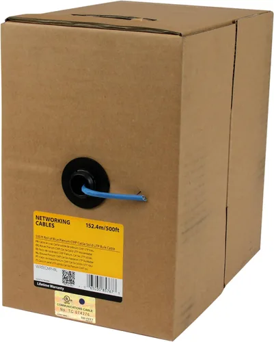 Vista 8 de StarTech.com Cable Ethernet Cat 5e a granel, 1,000.0 ft, sólido, clasificación CMR, negro, cumple con la TAA Cable, 304, 24AWG bare copper