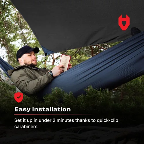 Vista 9 de Rain Fly EVOLUTION - Cubierta impermeable para hamaca o para tienda de campaña o acampada de 12 x 10 o 10 x 10, con brazalete de supervivencia